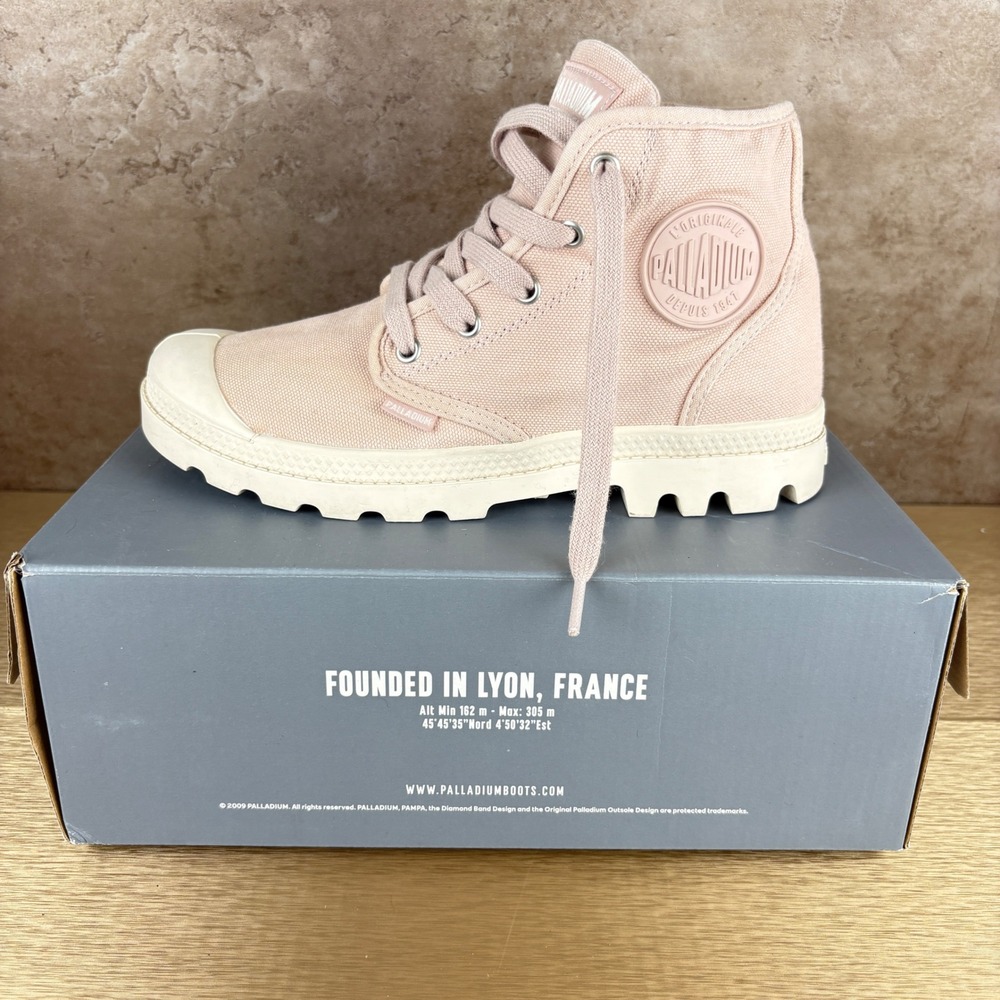 Palladium Pampa Hi Peach Pink Canvas Boots Womens 8.5 Sneakers 92352-613